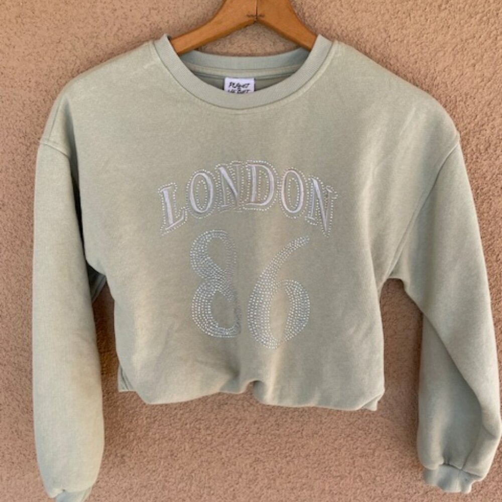 Crop tee Baby tee Sweatshirt Sage Green- Medium